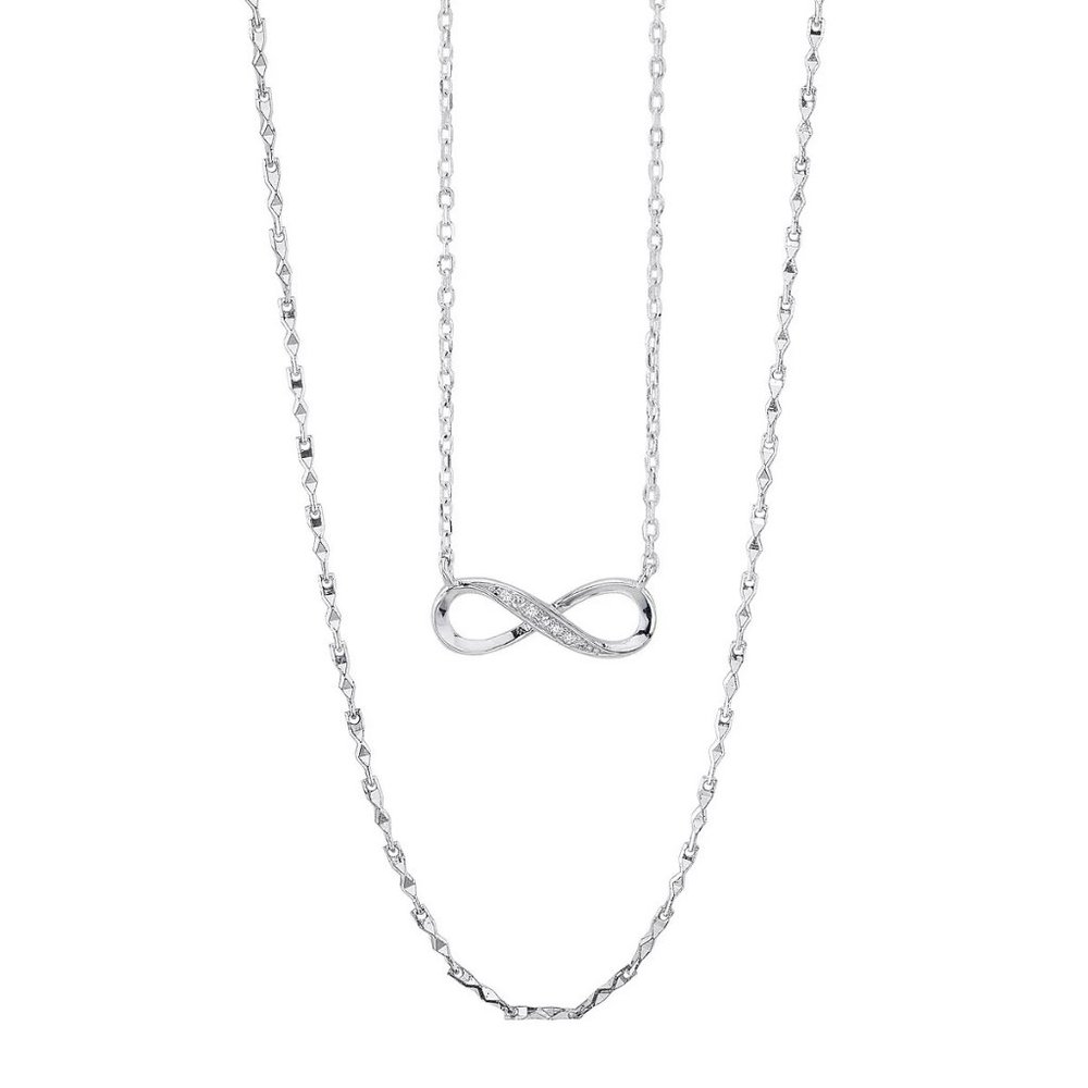 New UNWRITTEN Silver Plated Clear Cubic Zirconia Infinity Necklace